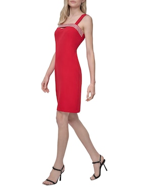 Vestido a la rodilla de fiesta Dkny escote cuadrado