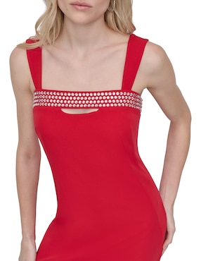 Vestido a la rodilla de fiesta Dkny escote cuadrado