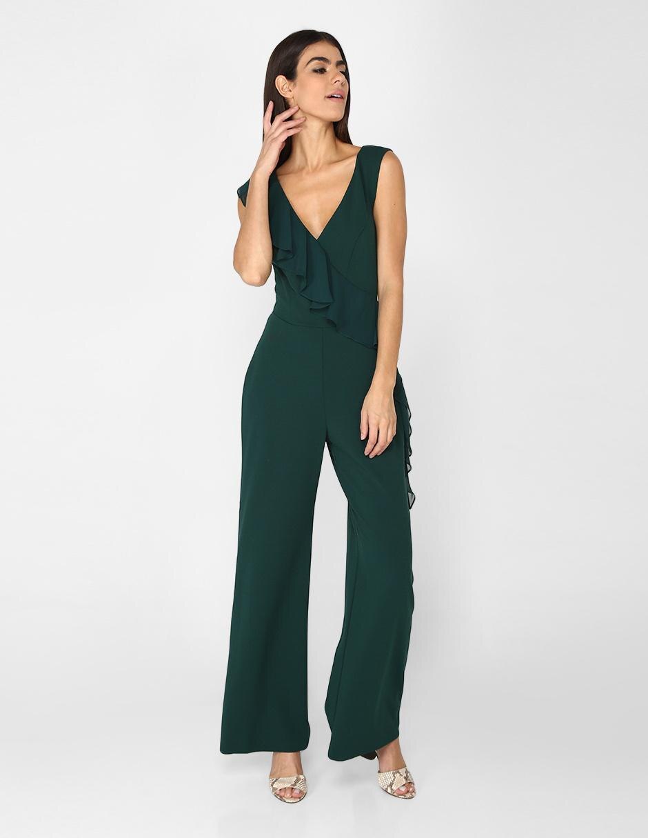 Pantalón pallazo largo con pliegues en la cintura | INVITADISIMA Talla Ropa  S Categoria Colores VERDES Colores Verde esmeralda