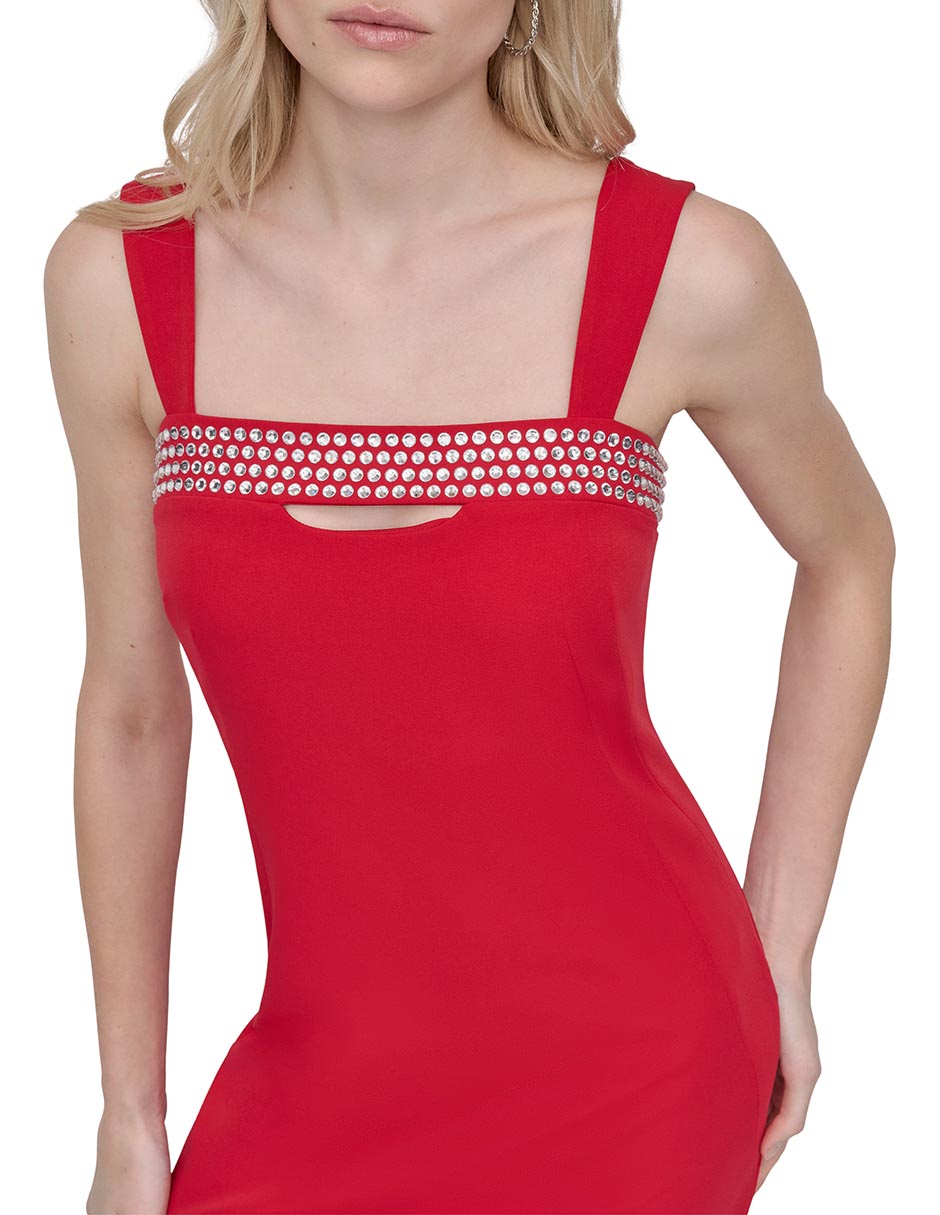 Vestido a la rodilla de fiesta escote cuadrado 3