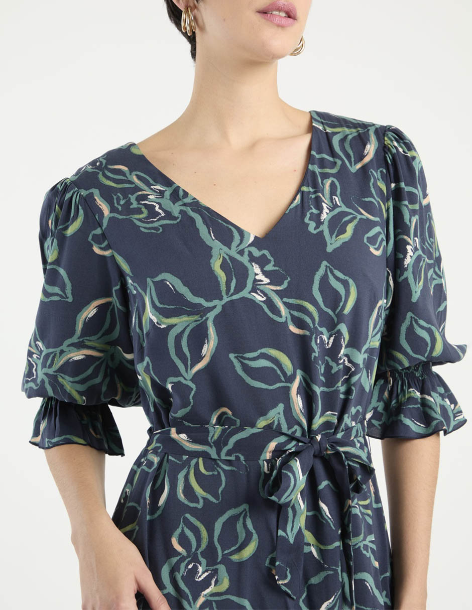 Vestido a la rodilla de fiesta escote V 4