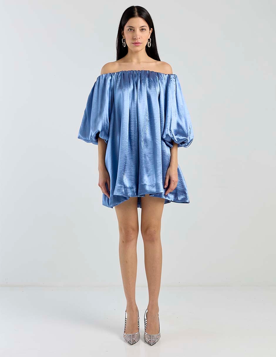 Vestido corto de fiesta escote bardot 3