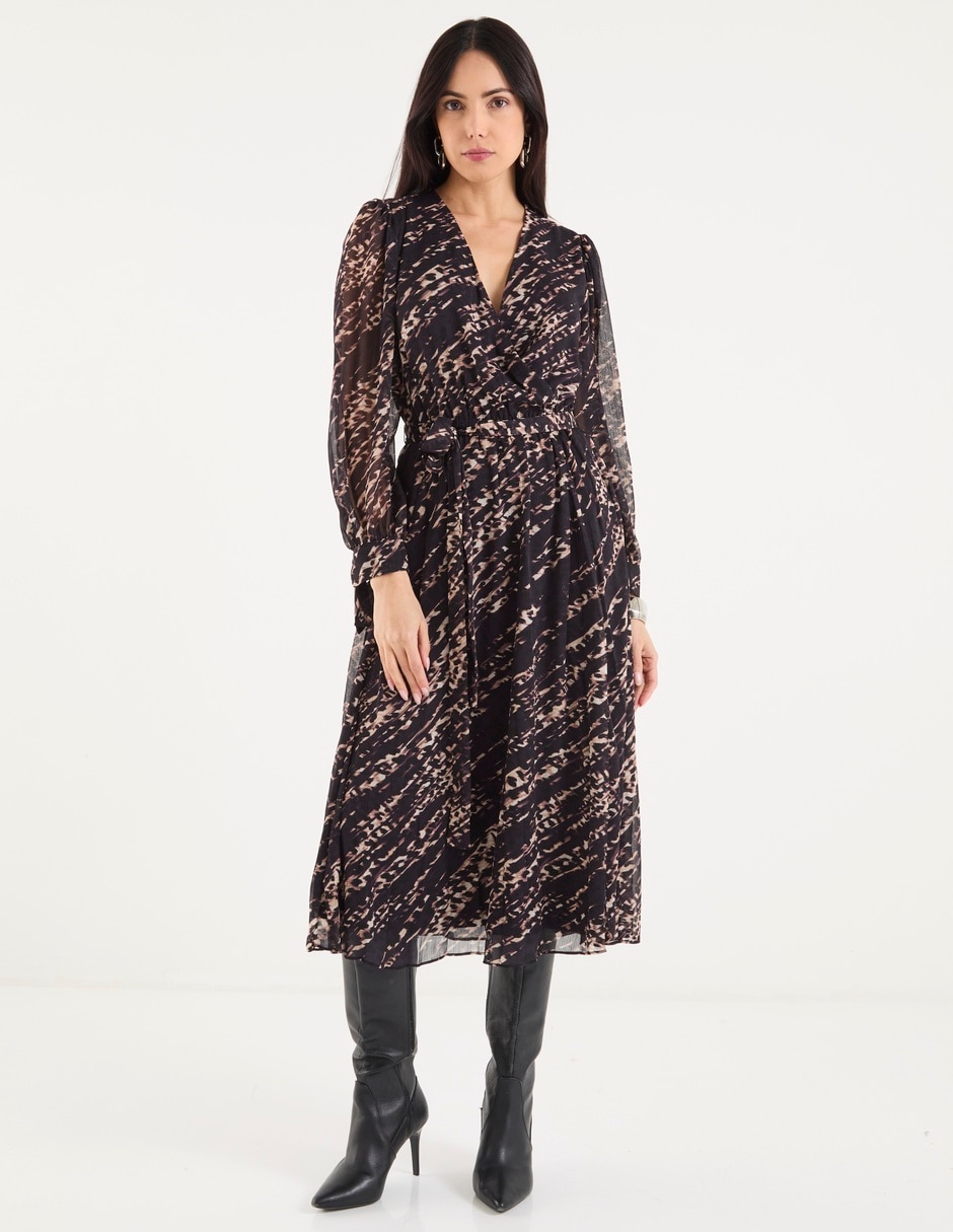 Vestido midi de fiesta escote V