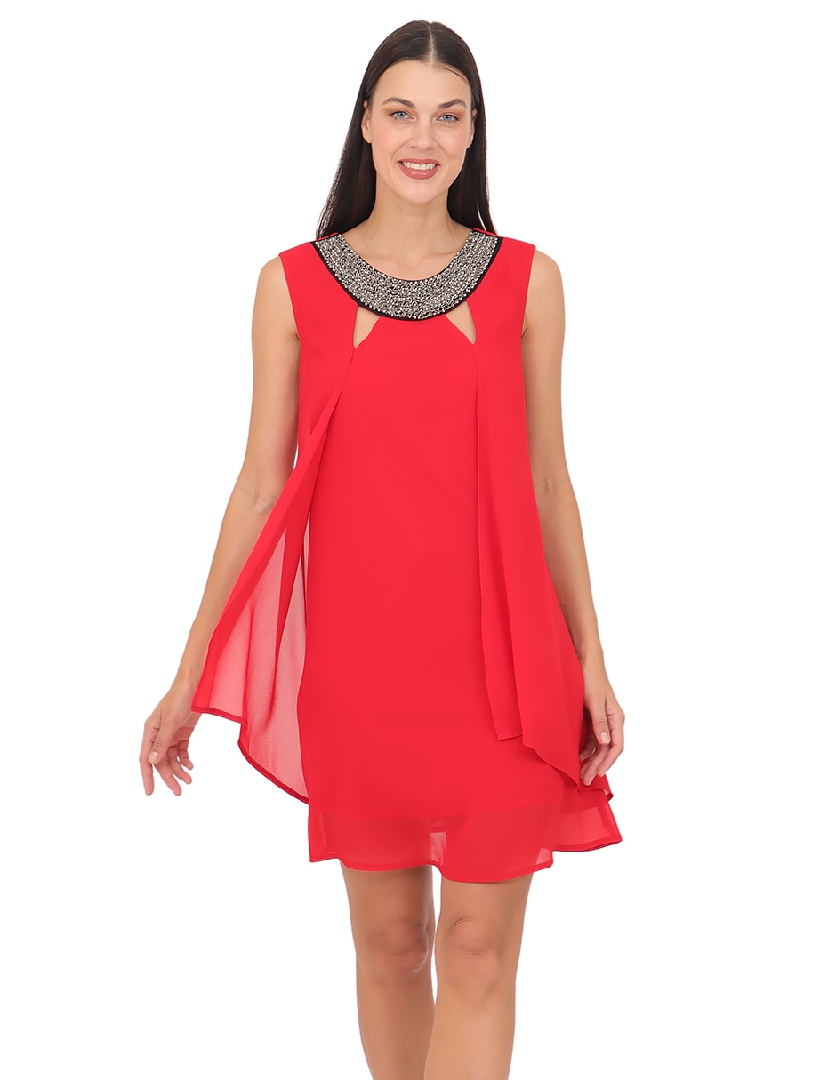 Vestido a la rodilla de fiesta escote redondo Vestido a la rodilla de fiesta escote redondo