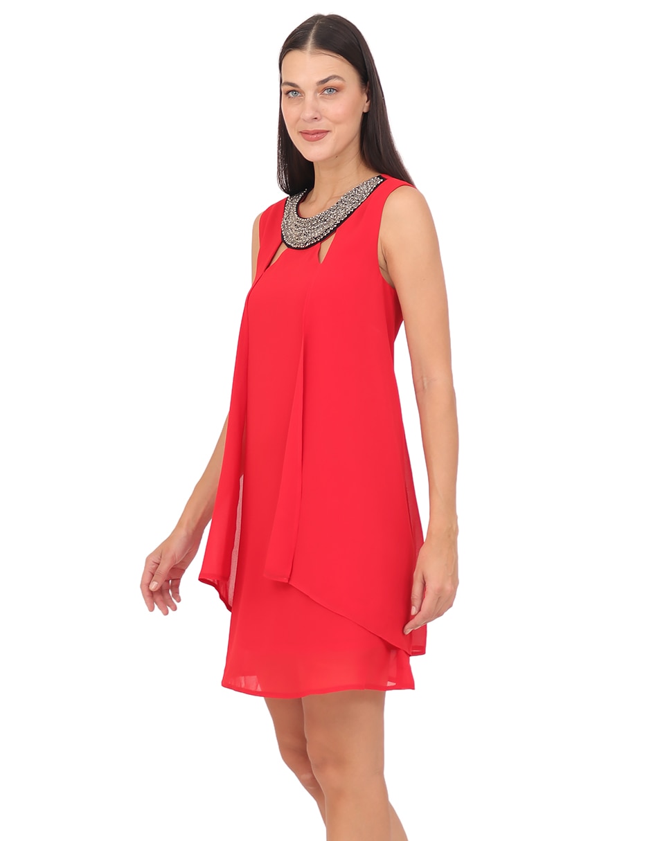 Vestido a la rodilla de fiesta escote redondo 5