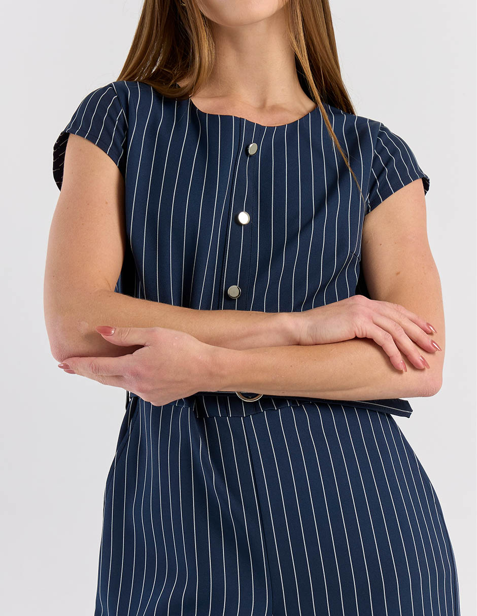 Jumpsuit casual estampado a rayas para mujer 4