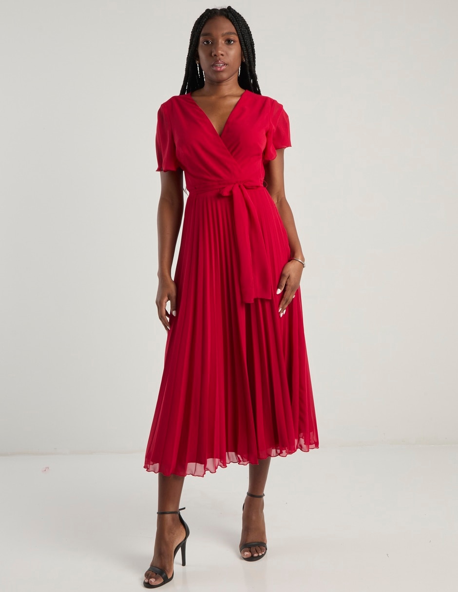 Vestido midi de fiesta escote V