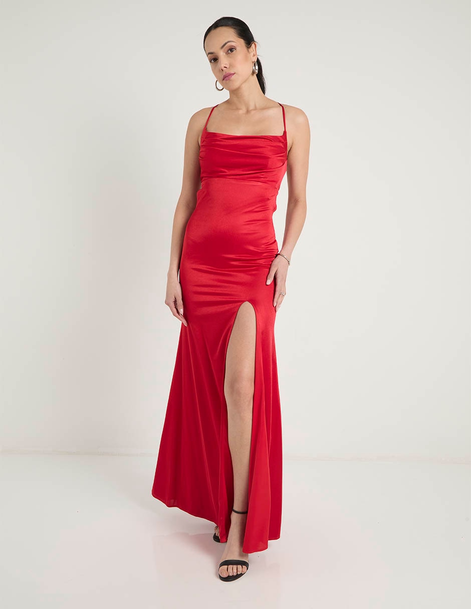 Vestido largo fiesta escote espalda cruzada Vestido largo fiesta escote espalda cruzada