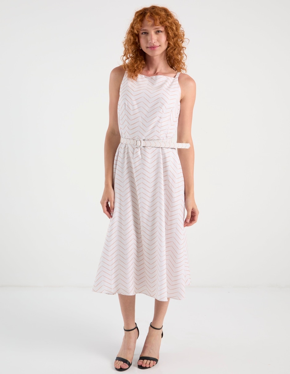 Vestido midi casual escote cuadrado Vestido midi casual escote cuadrado