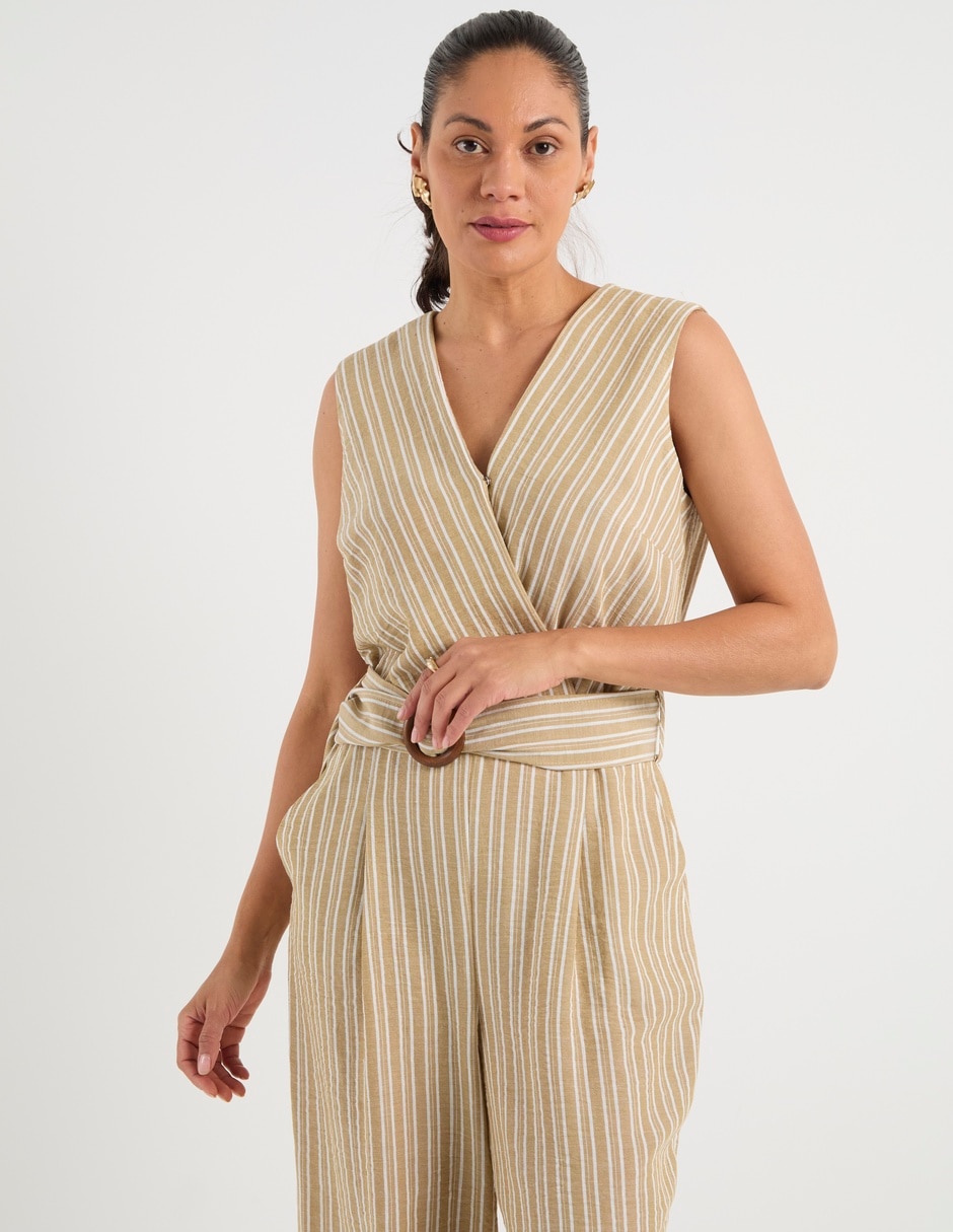 Jumpsuit casual estampado a rayas para mujer 4